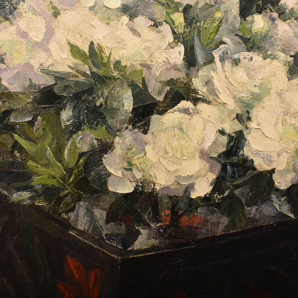 QF771 8a antique floral painting flower oil still life XIX